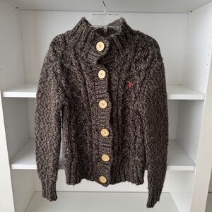 Vintage American Eagle Outfitters Green Chunky Knit Wool Button Cardigan